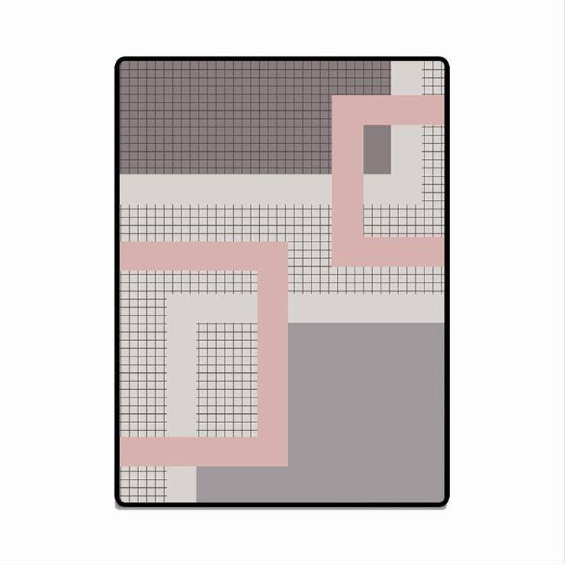 Tapis moderne gris et rose style géométrique - vue 4 sur 3