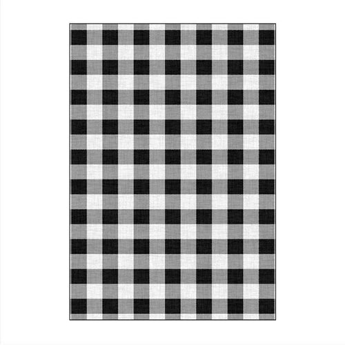 Tapis rectangle à quadrillage noir et blanc
