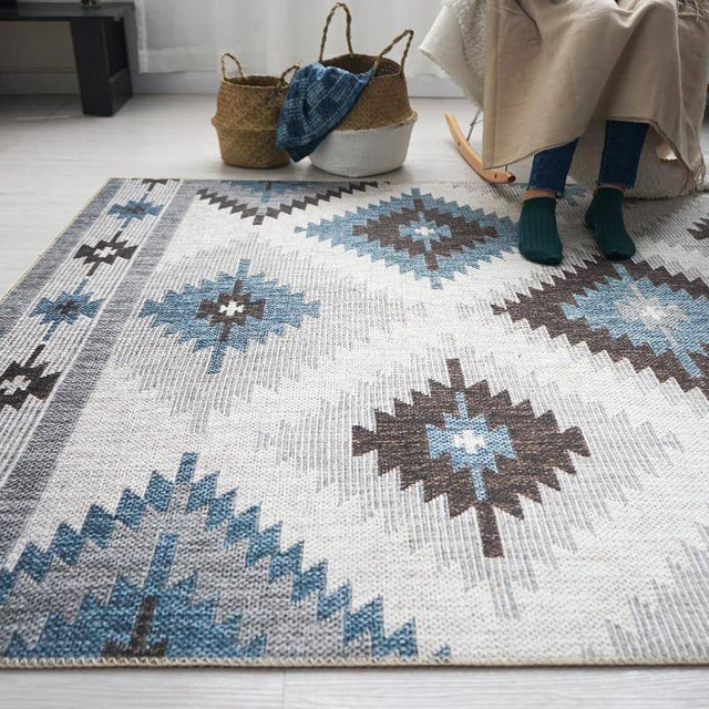 Tapis rectangle marron et beige style Japonais B