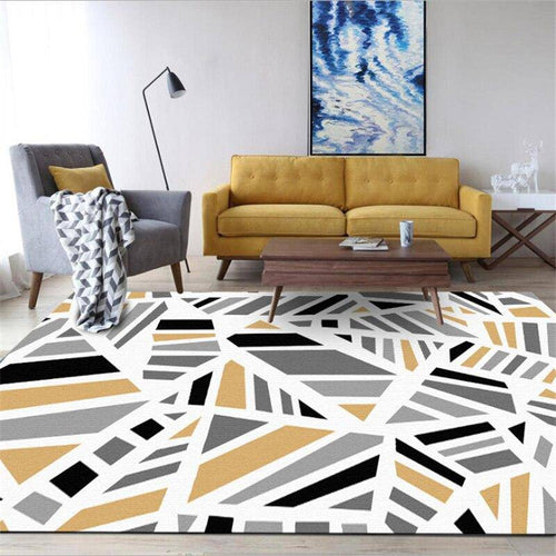 Tapis moderne rectangle à formes géométriques rayées Line