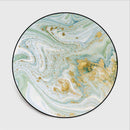Tapis rond abstrait vert et doré