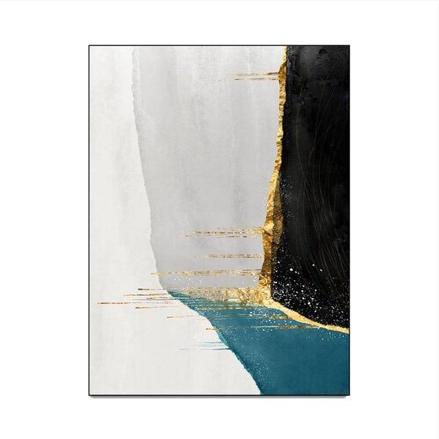Tapis design vintage touches de bleu et de doré Gold B - vue 3 sur 3