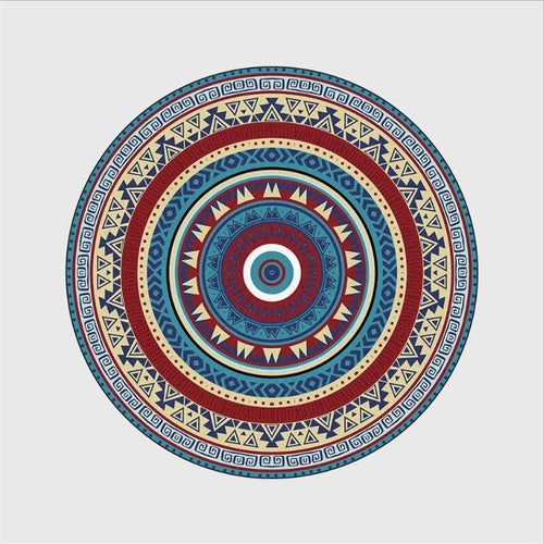Tapis rond motifs multicolores Bohemia