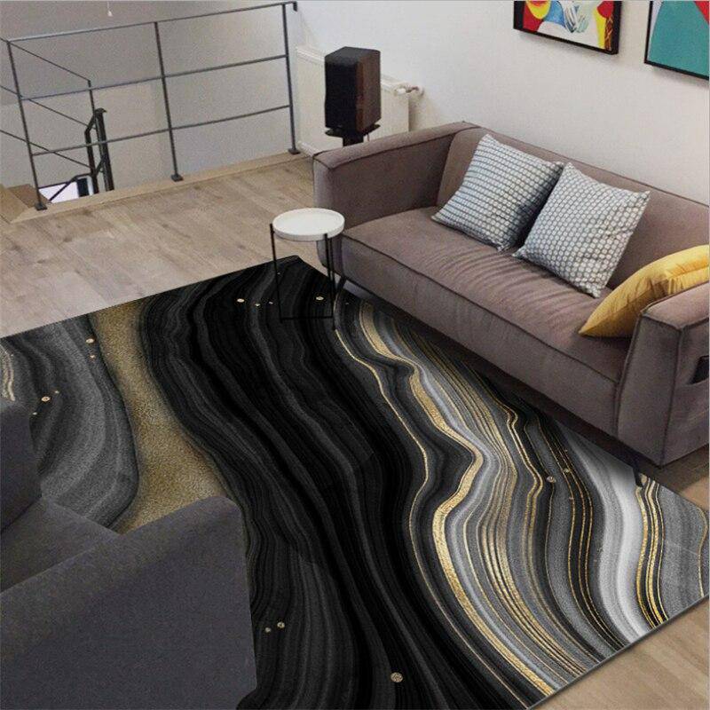Tapis moderne noir rectangle style abstrait - vue 3 sur 3