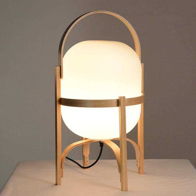 Lampe à poser design LED en bois style Japonais