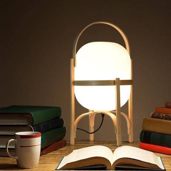 Lampe à poser design LED en bois style Japonais