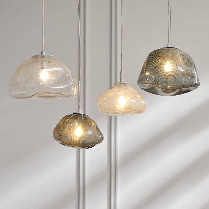 Suspension design LED en verre déformé de couleur Lofty
