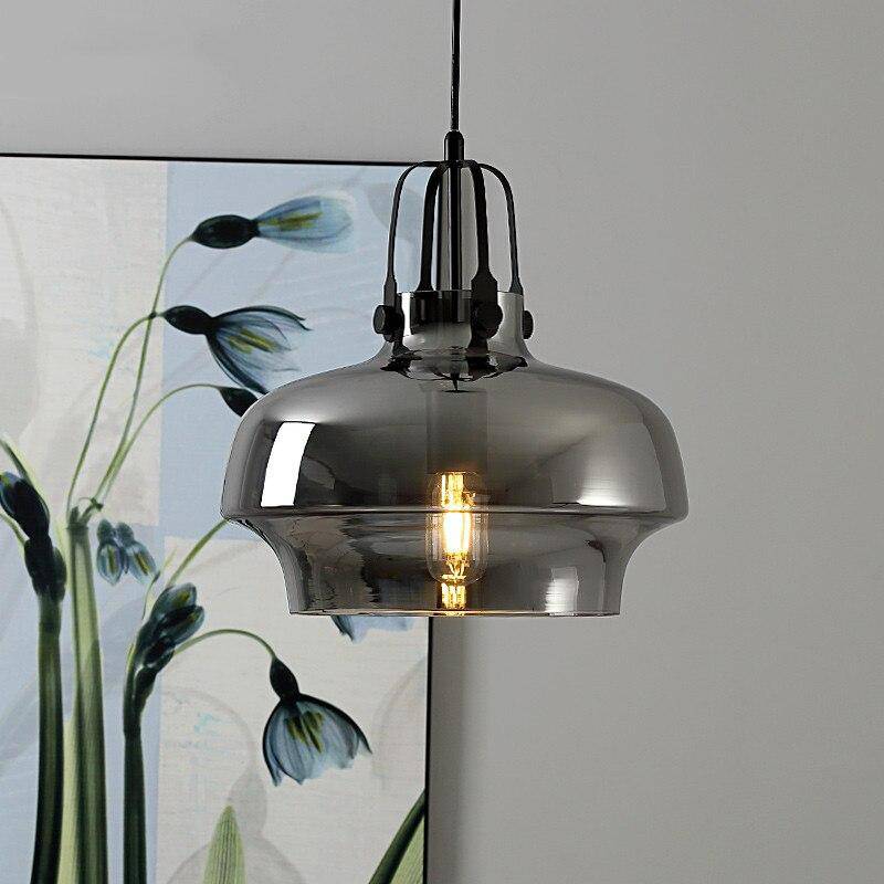 Suspension design LED en verre fumé arrondi style Hang - vue 5 sur 6