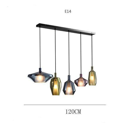 Suspension design à LED avec abat-jour en verre coloré