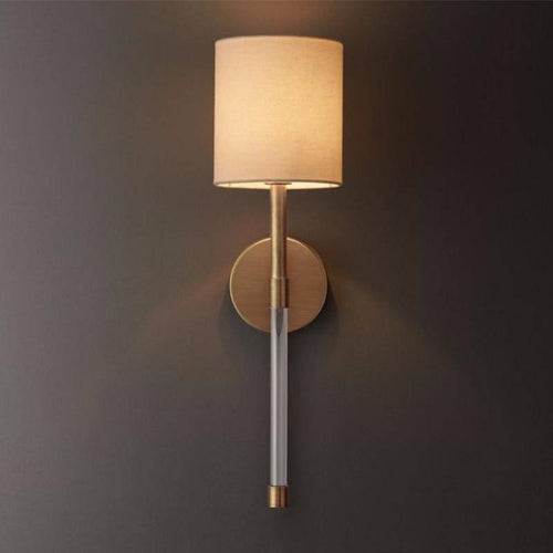 Applique murale moderne LED avec abat-jour beige et tige métal rétro