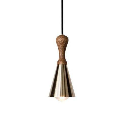 Suspension design LED en bois avec abat-jour conique métal Creative
