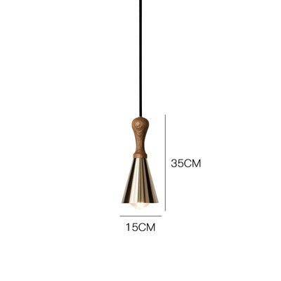 Suspension design LED en bois avec abat-jour conique métal Creative - vue 8 sur 9