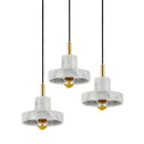 Suspension design LED avec abat-jour arrondi en marbre blanc et doré