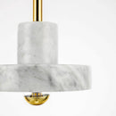 Suspension design LED avec abat-jour arrondi en marbre blanc et doré