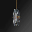 Suspension design LED avec verre en forme de crystal et tige dorée Loft