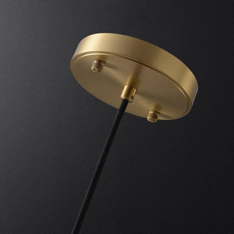 Suspension design LED dorée avec abat-jour en tuile de verre - vue 7 sur 7