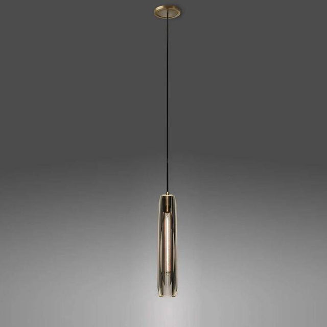 Suspension design à LED allongée en verre cristal