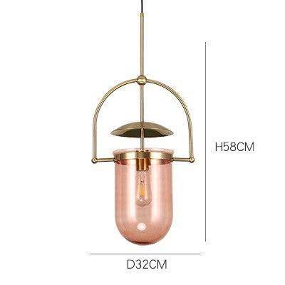 Suspension design à LED avec verre arrondi et métal industriel