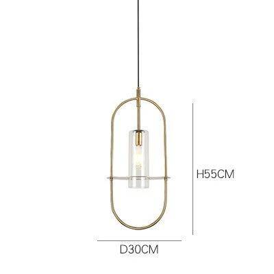Suspension design à LED avec verre arrondi et métal industriel