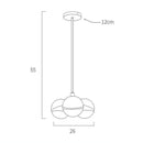 Suspension design LED tube dorée avec plusieurs boules blanches