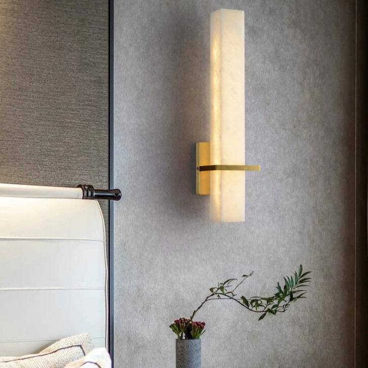 Applique murale moderne LED en marbre avec socle doré - vue 3 sur 5