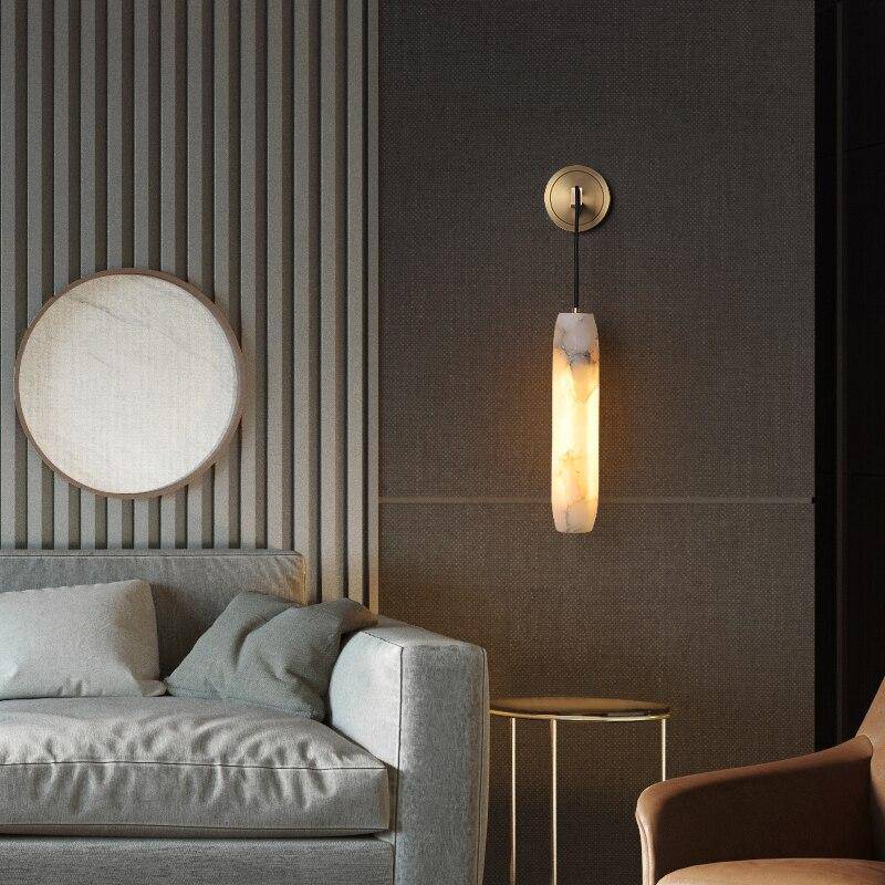Suspension design LED avec abat-jour en marbre blanc Luxury
