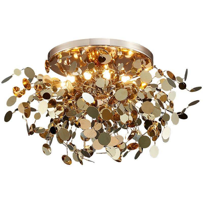 Plafonnier design LED avec feuilles dorées Creative