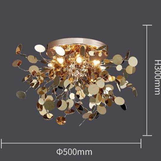 Plafonnier design LED avec feuilles dorées Creative