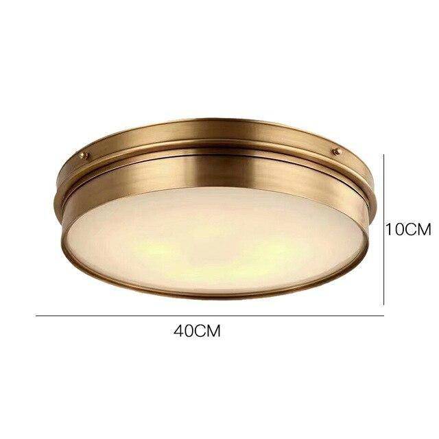 Plafonnier design LED rond en métal doré industriel