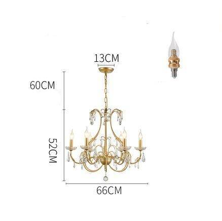 Lustre baroque LED doré avec ampoule en verre cristal rétro - vue 6 sur 6