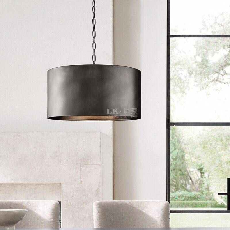 Suspension design LED avec abat-jour cylindre métal industriel - vue 4 sur 5