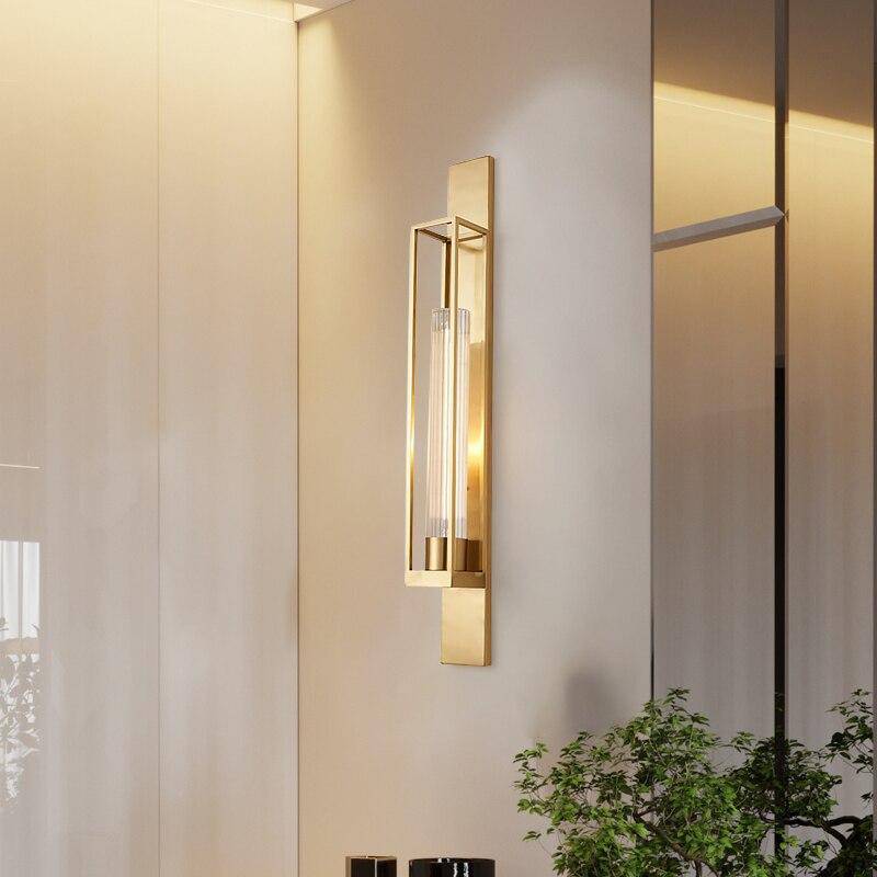 Applique murale design LED avec cage rectangle dorée - vue 4 sur 7