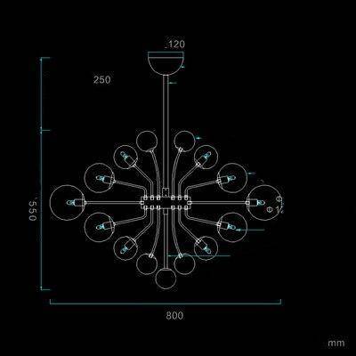 Suspension design LED avec plusieurs boules en verre Ball