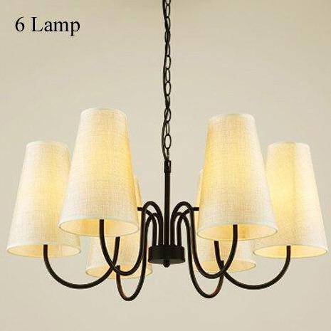 Suspension rétro LED en métal avec plusieurs abats-jours en tissu - vue 7 sur 8