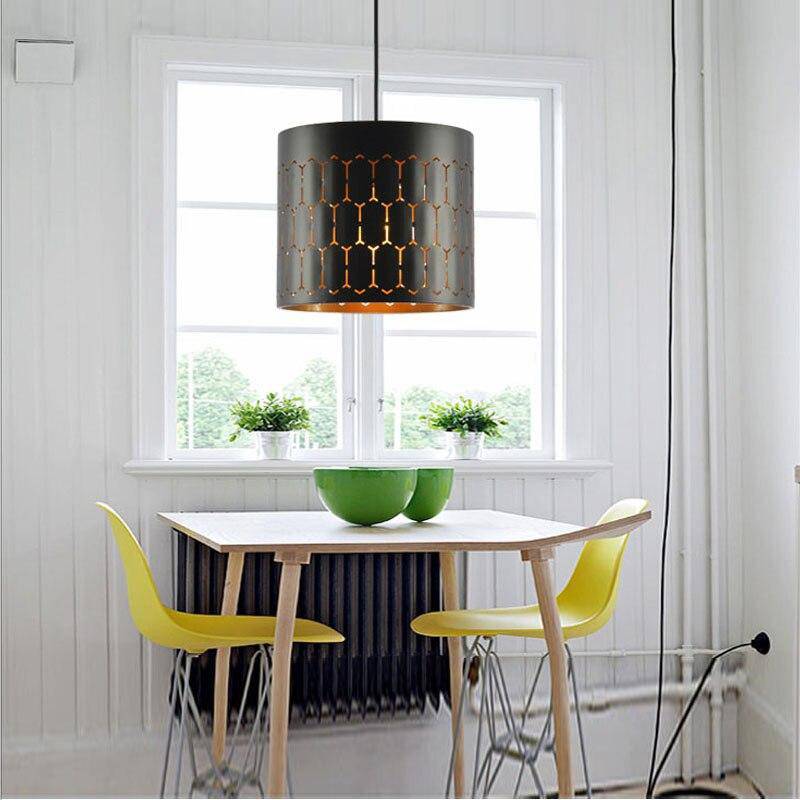 Suspension design LED avec abat-jour retro arrondi en métal