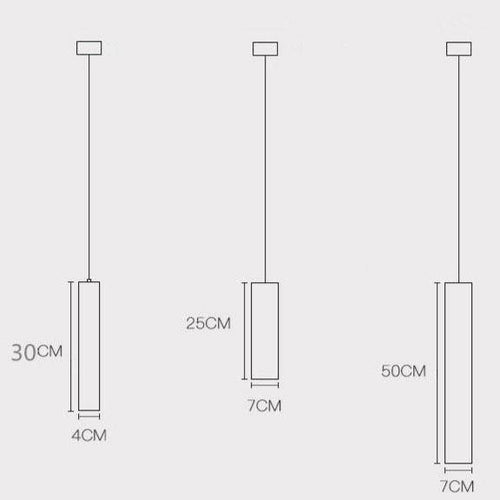 Suspension design LED allongée en ciment gris