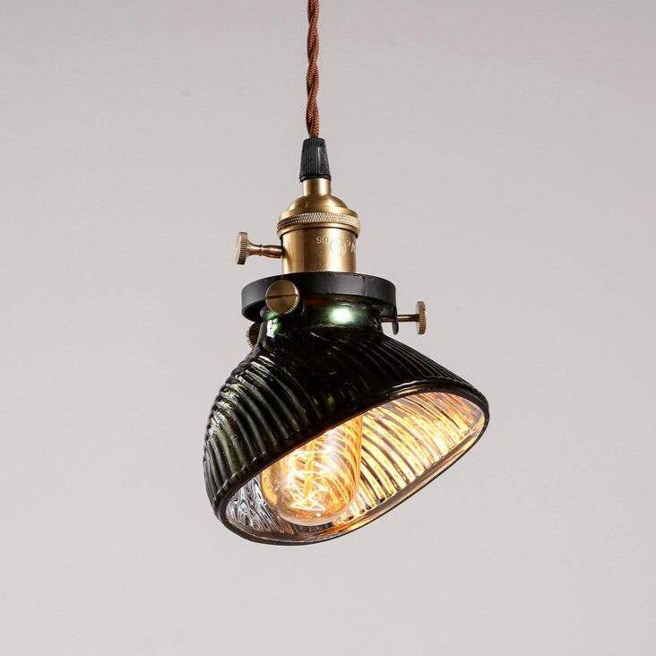 Suspension rétro LED avec abat-jour noir et doré - vue 5 sur 5