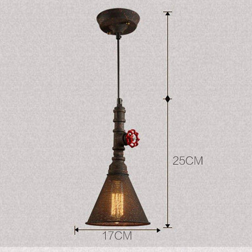Suspension retro LED avec abat-jour métal conique industriel