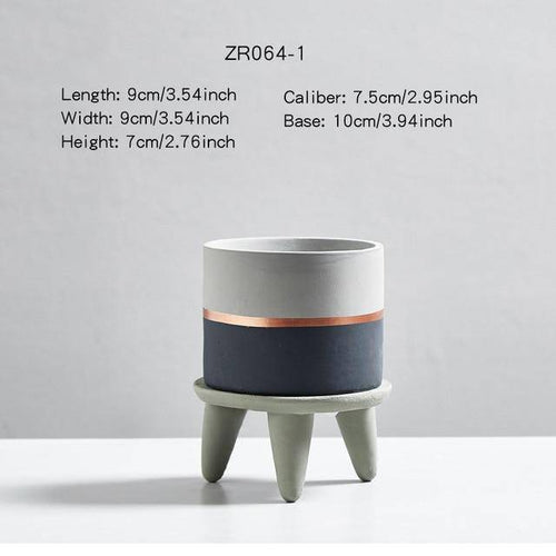 Cache-pot sur pied bas design effet ciment Ultra