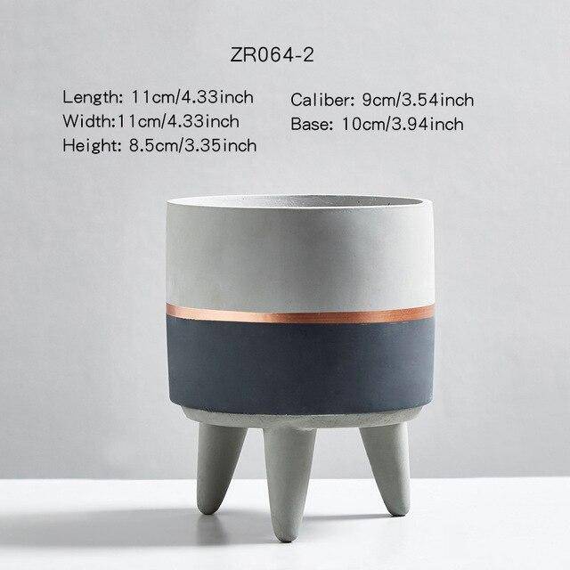 Cache-pot sur pied bas design effet ciment Ultra