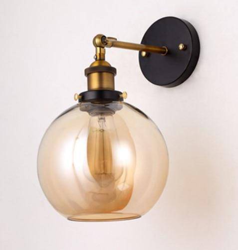 Applique murale LED vintage rustique en verre et doré
