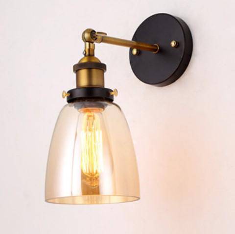 Applique murale LED vintage rustique en verre et doré