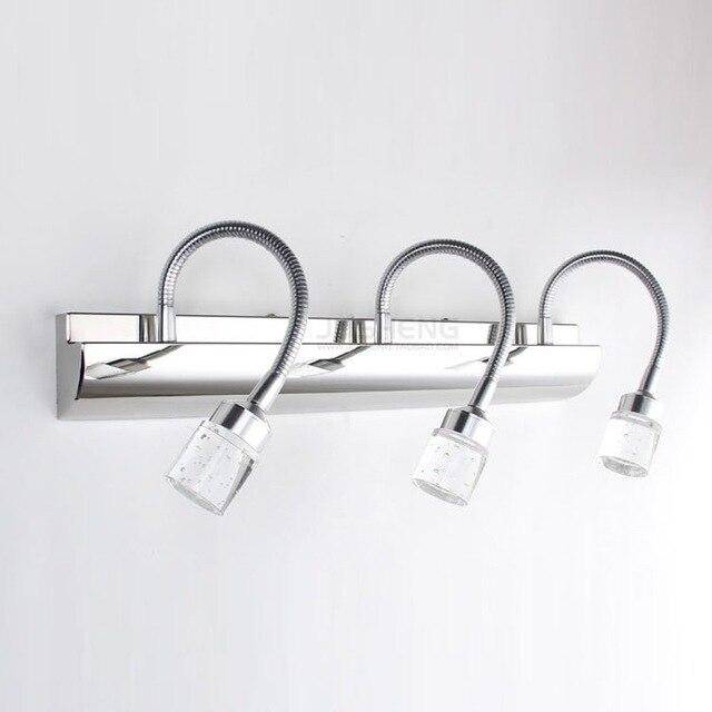 Applique murale LED pour miroir et salle de bain avec lampe dirigeable en verre