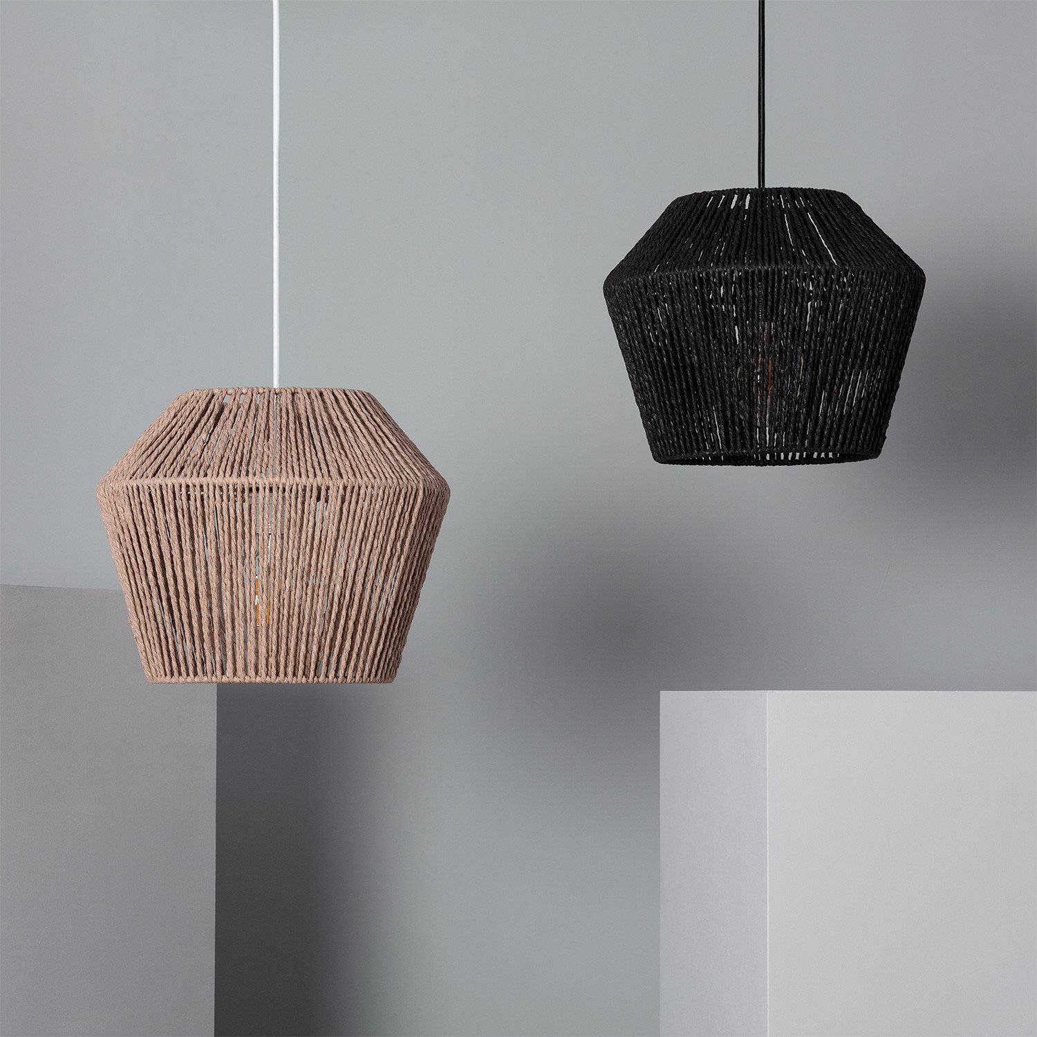 Suspension design à LED avec abat-jour papier tressé Loft - vue 4 sur 5