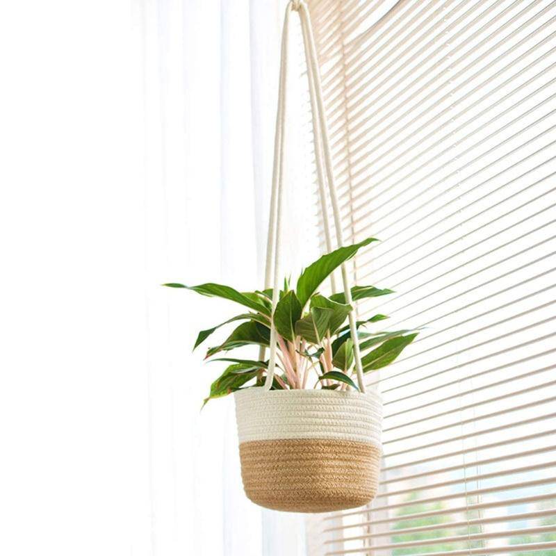 Cache-pots suspendu en osier style scandinave - vue 3 sur 7
