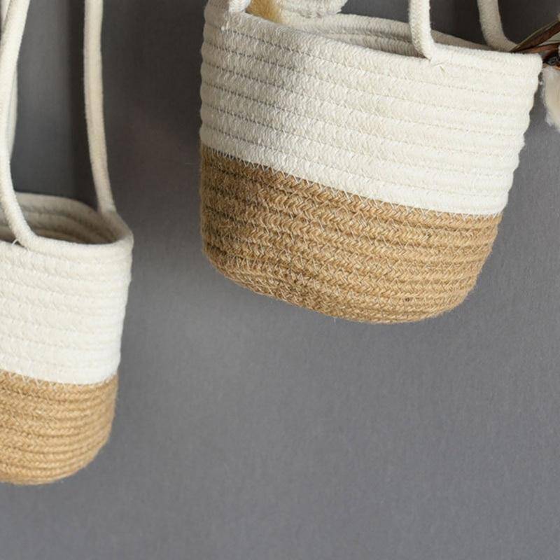 Cache-pots suspendu en osier style scandinave - vue 4 sur 7