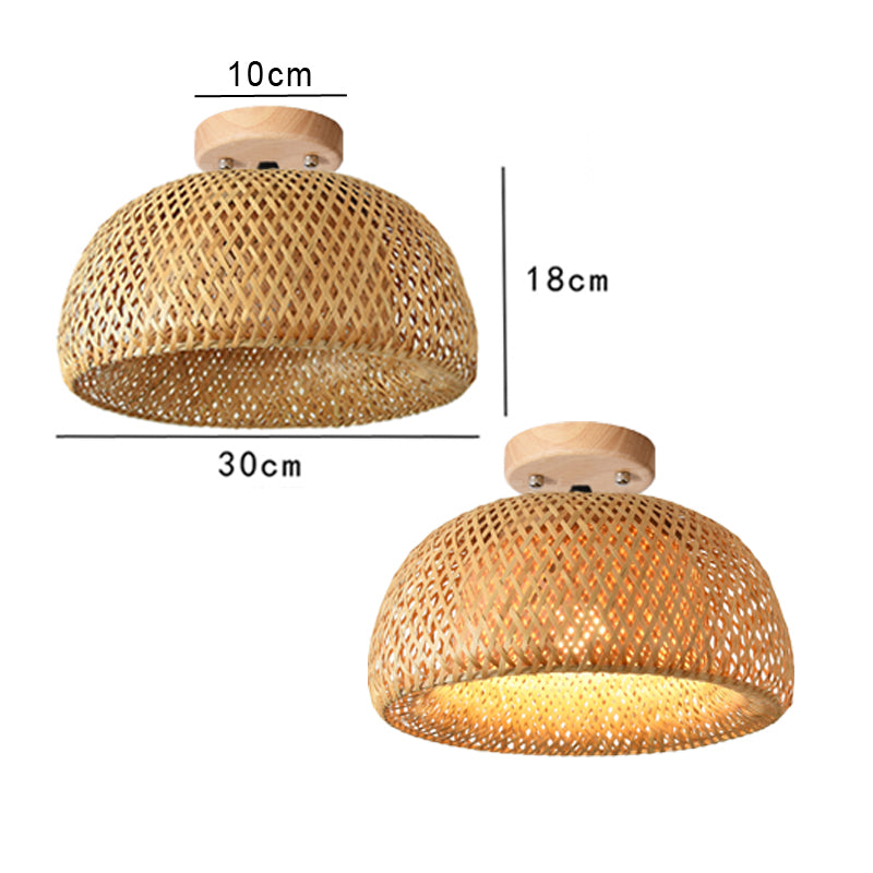 Plafonnier moderne ronde en bambou naturel Solferino