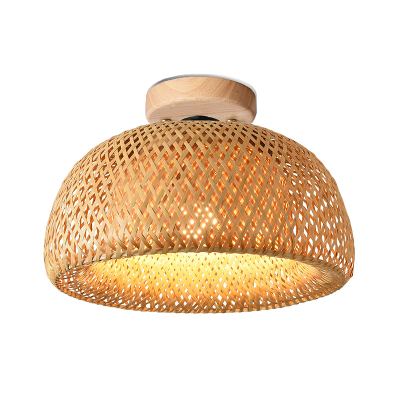 Plafonnier moderne ronde en bambou naturel Solferino