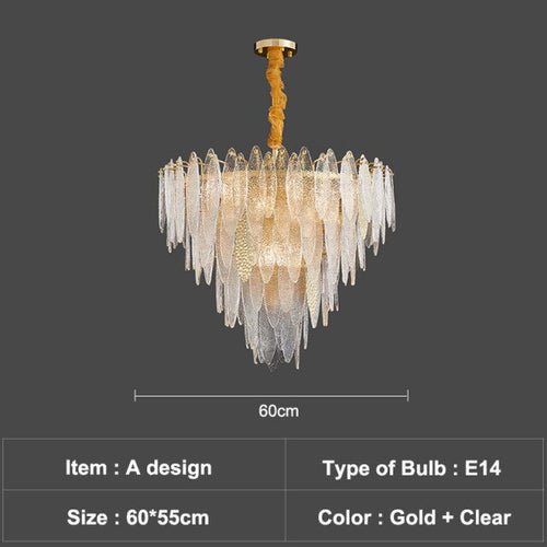 Lustre moderne avec lames en verre luxury Valentina