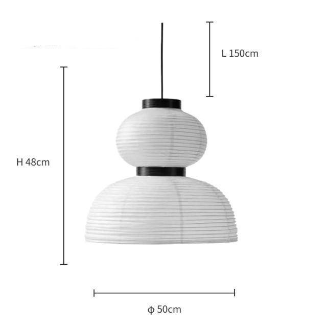 Suspension rétro LED en papier de riz blanc style Danish